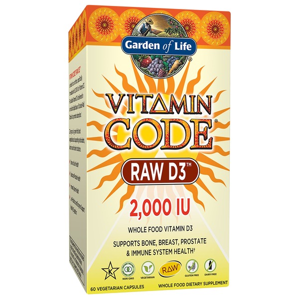 Vitamin D Garden of Life Raw D3, 2,000 IU, Vegetarian Capsules hero