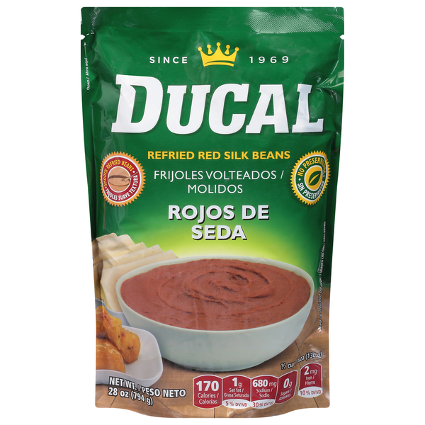 Canned Meat, Seafood & Beans Ducal Refried Beans, Red Silk hero