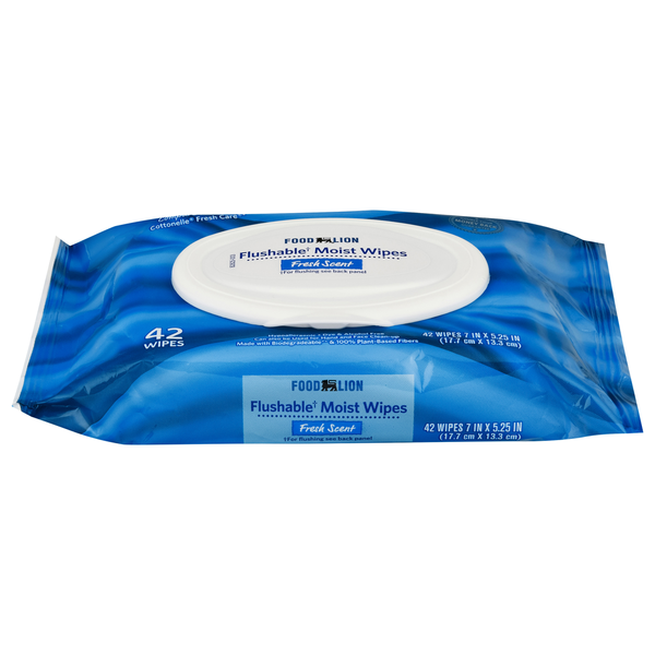 Paper Goods Food Lion Moist Wipes, Flushable, Fresh Scent hero