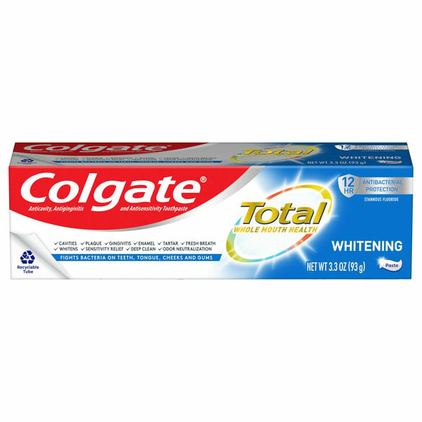 Oral Hygiene Colgate Total Whitening Toothpaste with Fluoride, Multi-Protection, Mint hero