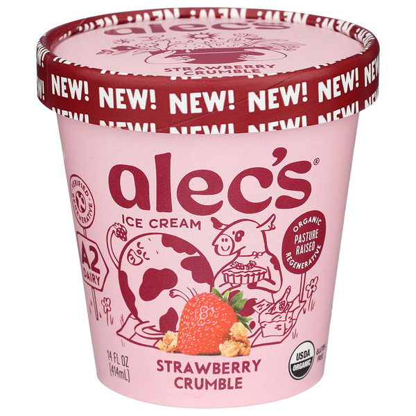 Alec's Ice Cream Strawberry Crumble, A2 Organic Dairy hero