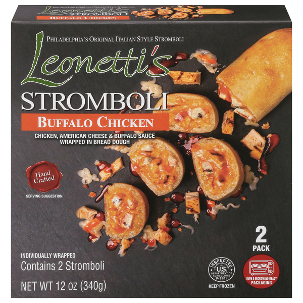 Frozen Appetizers & Sides Leonetti's Stromboli, Buffalo Chicken, 2 Pack hero