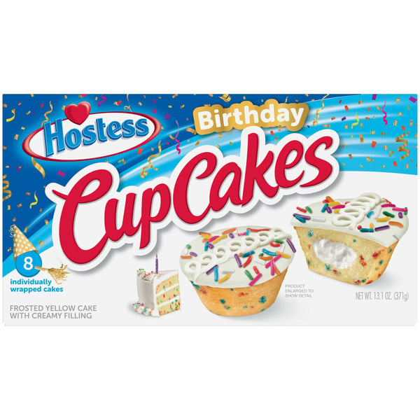 Bakery Desserts Hostess Birthday Cupcakes Frosted Cupcakes Individually Wrapped Creamy Center hero