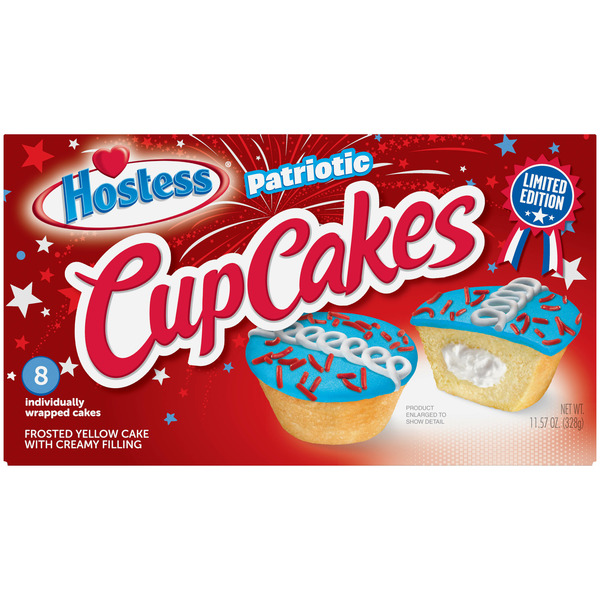 Candy & Chocolate Hostess Patriotic CupCakes Limited Edition Red White and Blue hero