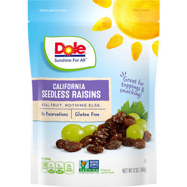 Nuts, Seeds & Dried Fruit Dole Raisins, Seedless, California hero