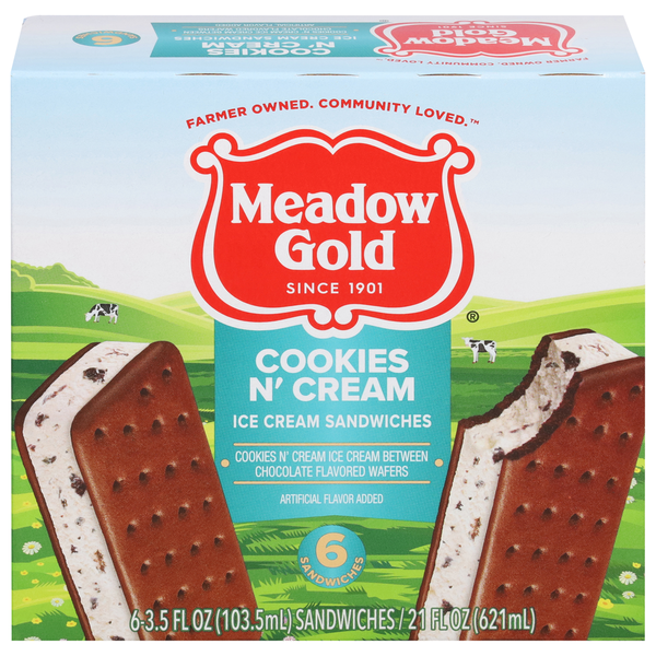 Ice Cream & Ice Meadow Gold Ice Cream Sandwiches, Cookies N' Cream hero