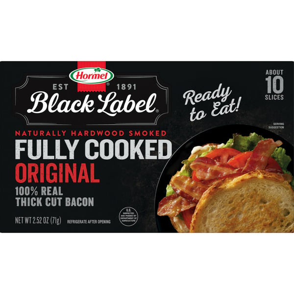 Hot Dogs, Bacon & Sausage Hormel Black Label Thick Cut Fully Cooked Bacon hero