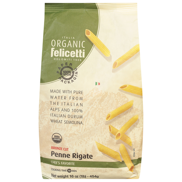 Fresh Pasta Felicetti Penne Rigate, Organic, Bronze Cut hero