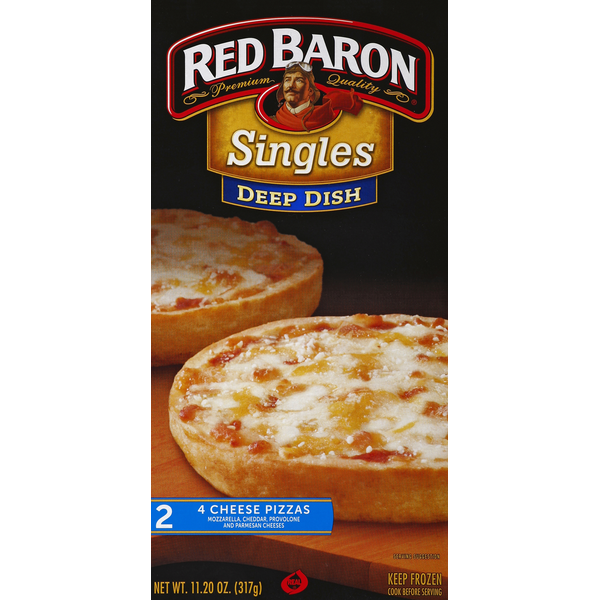 Frozen Pizza Red Baron Pizzas, Deep Dish, 4 Cheese hero