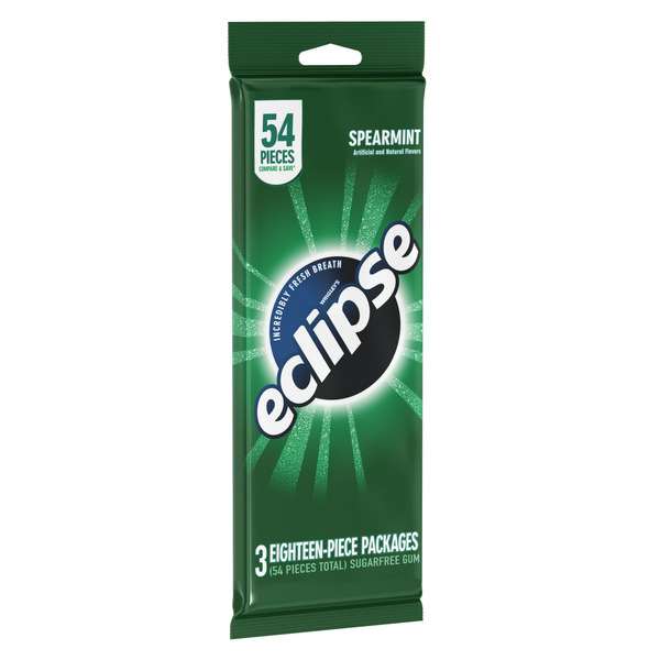 Mint & Gum Eclipse Spearmint Sugar Free Chewing Gum Bulk Pack Piece Pack of 3 hero