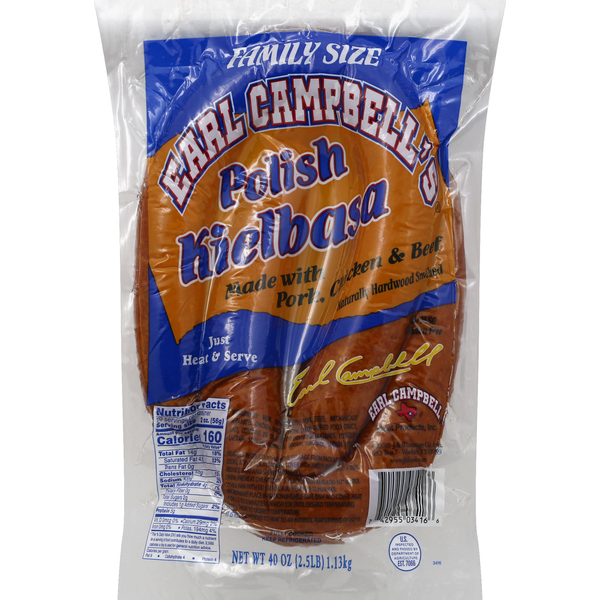 Hot Dogs, Bacon & Sausage Earl Campbell's Kielbasa, Polish, Family Size hero