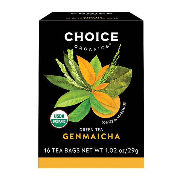 Tea Choice Organics Toasty & Smooth Green Tea, Genmaicha, w/Brown Rice, Caffeinated, Organic Tea Bag hero