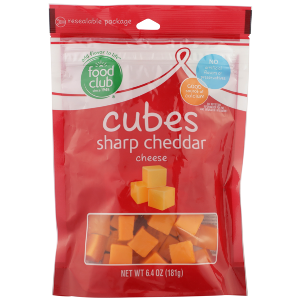 Packaged Cheese Food Club Sharp Cheddar Cheese Cubes hero