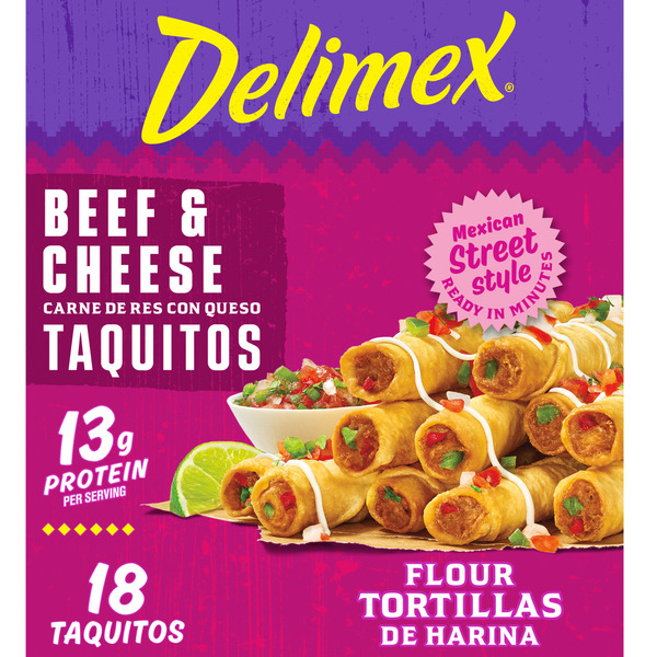 Frozen Appetizers & Sides Delimex Beef and Cheese Large Flour Taquitos Frozen Food Snacks hero