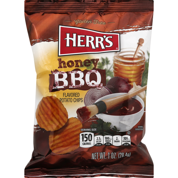 Chips & Pretzels Herr's Potato Chips, Honey BBQ Flavored hero