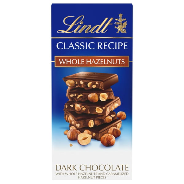 Candy & Chocolate Lindt Classic Recipe Whole Hazelnut Dark Chocolate Candy Bar hero