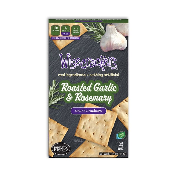 Crackers Wisecrackers Roasted Garlic & Rosemary Snack Crackers hero