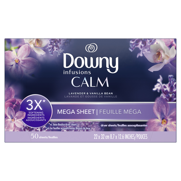 Downy Infusions Mega Dryer Sheets, CALM, Lavender hero