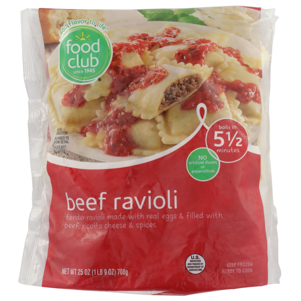 Frozen Meals Food Club Beef Ravioli hero