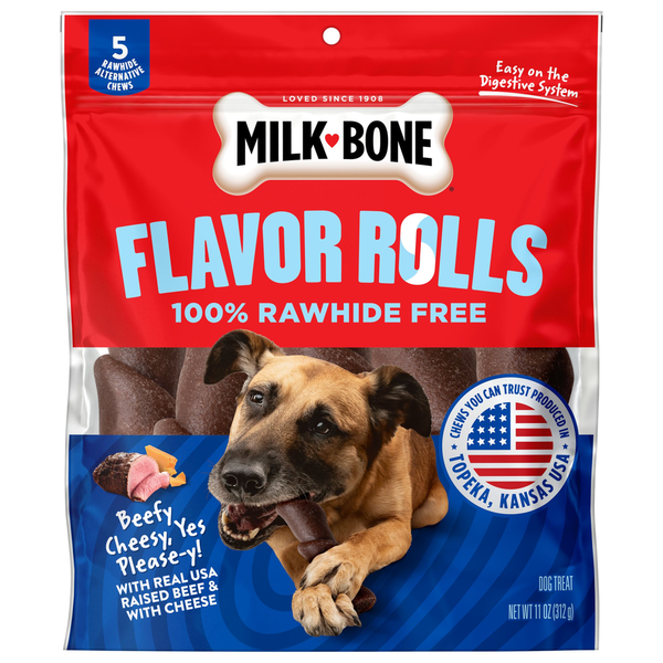 Dog Treats & Chews Milk-Bone Flavor Rolls Beefy Cheesy, Yes Please-y! Rawhide Free Dog Treat With Beef hero