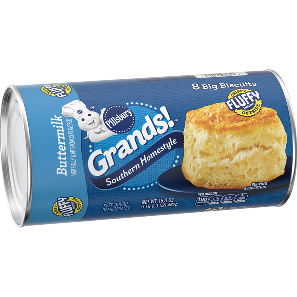 Pudding & Ready to Bake Pastries Pillsbury Grands! Southern Homestyle Buttermilk Refrigerated Biscuit Dough hero