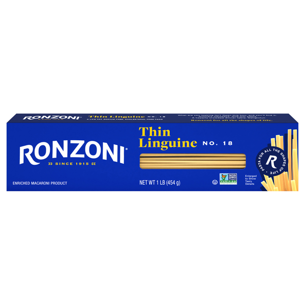 Dry Pasta Ronzoni Thin Linguine, 16 oz, Thin, Flat, Versatile Non-GMO Pasta hero