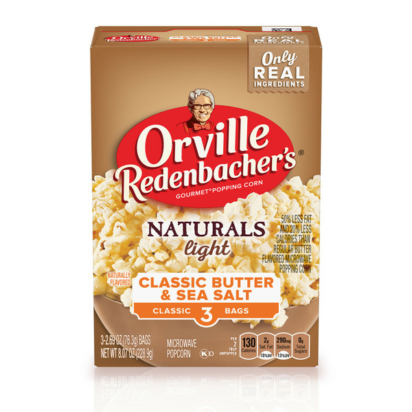 Popcorn & Jerky Orville Redenbacher's Naturals Light Classic Butter & Sea Salt Microwave Popcorn hero