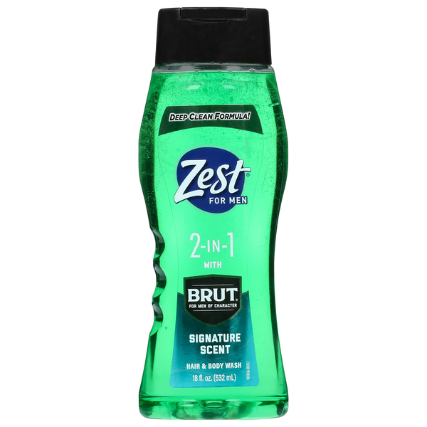 Body Lotions & Soap Zest Hair & Body Wash, Signature Scent, 2 in 1 hero