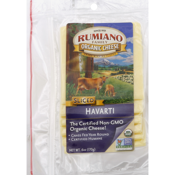 Packaged Cheese Rumiano Sliced Cheese, Organic, Havarti hero