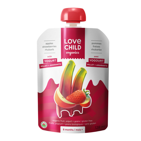 Baby Food, Snacks, & Formula Love Child Apples, Strawberries + Rhubarb hero