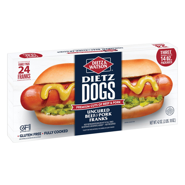 Hot Dogs, Bacon & Sausage Dietz & Watson Deli Franks, Family Pack hero