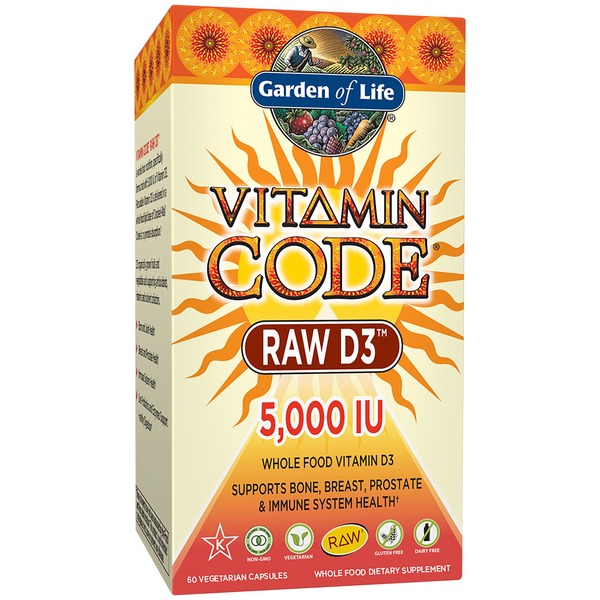 Vitamin D Garden of Life Raw D3, 5000 IU (125 mcg), Vegetarian Capsules hero