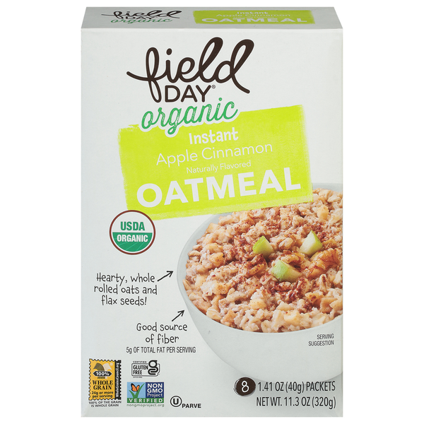 Hot Cereal & Pancake Mixes FIELD DAY Oatmeal, Organic, Instant, Apple Cinnamon hero