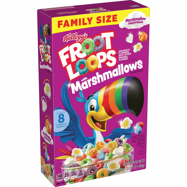 Cereal Kellogg Froot Loops Breakfast Cereal, Kids Cereal, Family Breakfast, Original with Marshmallows hero