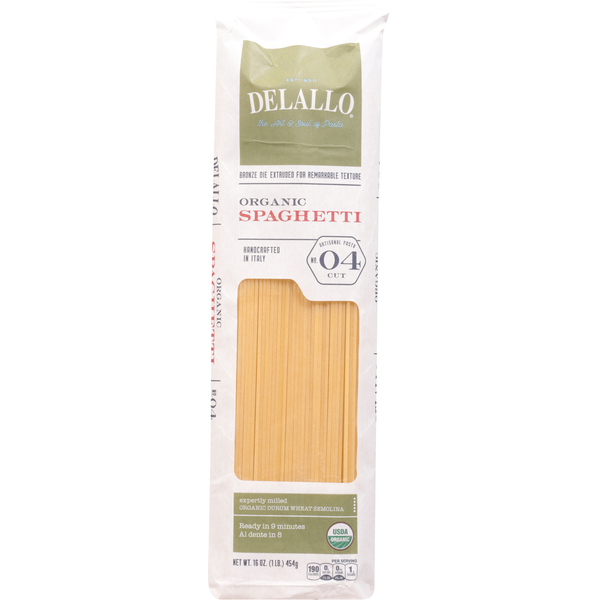 Dry Pasta DeLallo Spaghetti, Organic, No. 04 Cut hero