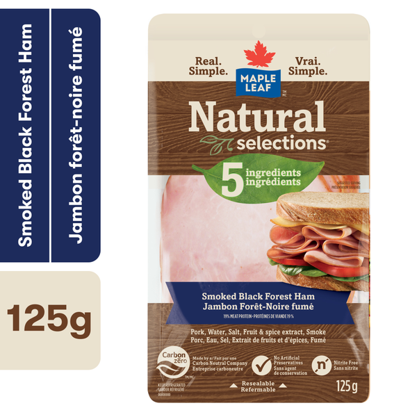 Lunch Meat Maple Leaf Natural Selections 5 Ingredient Black Forest Ham, Smoked hero