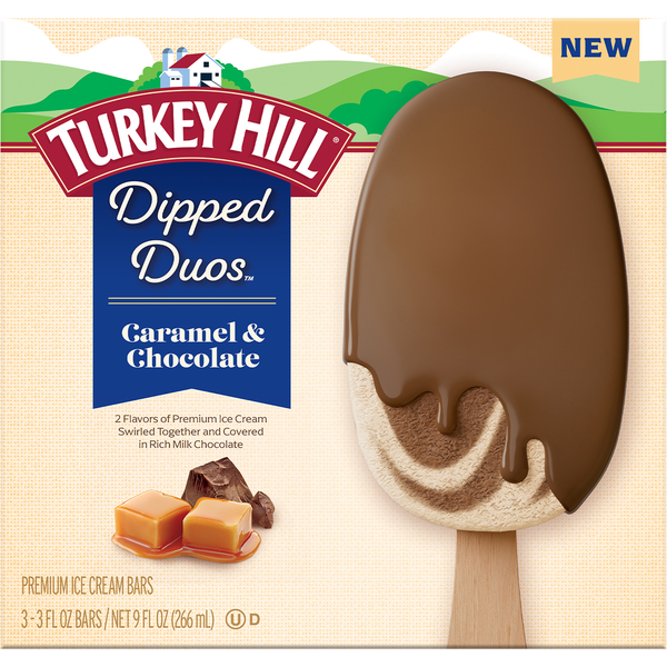 Ice Cream & Ice Turkey Hill Ice Cream Bars, Premium, Caramel & Chocolate hero