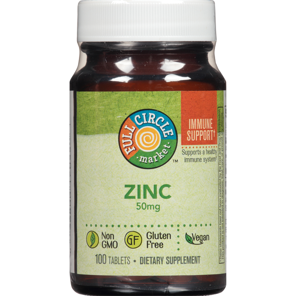 Vitamins & Supplements Full Circle Zinc 50 Mg Supports A Healthy Immune System Dietary Supplement Vegan Tablets hero