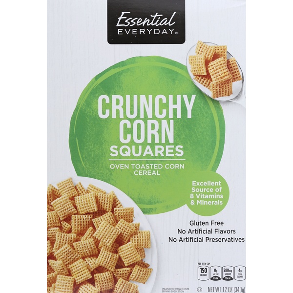 Cereal Essential Everyday Cereal, Corn Squares, Crunchy hero