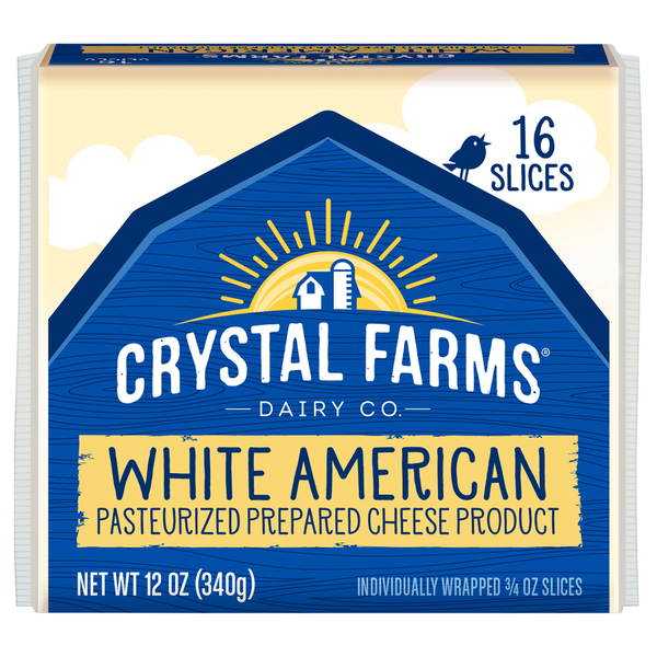 Cheese Crystal Farms Cheese Slices, White American hero