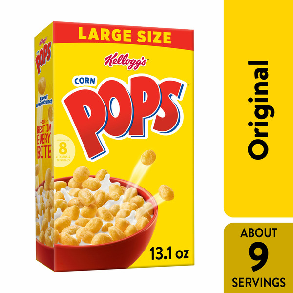 Cereal Corn Pops Cold Breakfast Cereal, 8 Vitamins and Minerals, Kids Snacks, Original hero