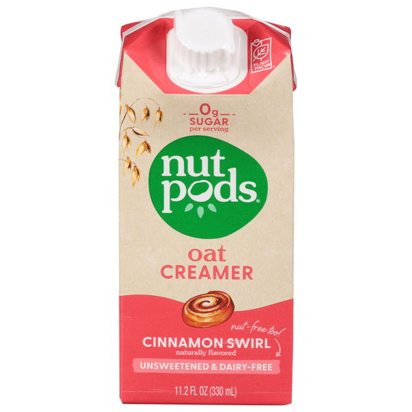 Cream nutpods Oat Creamer, Unsweetened & Dairy Free, Cinnamon Swirl hero