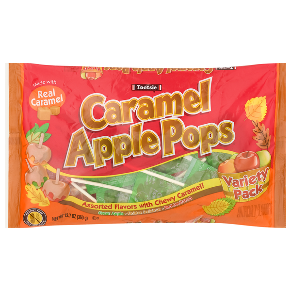 Candy & Chocolate Tootsie Pops Apple Pops, Caramel, Variety Pack hero