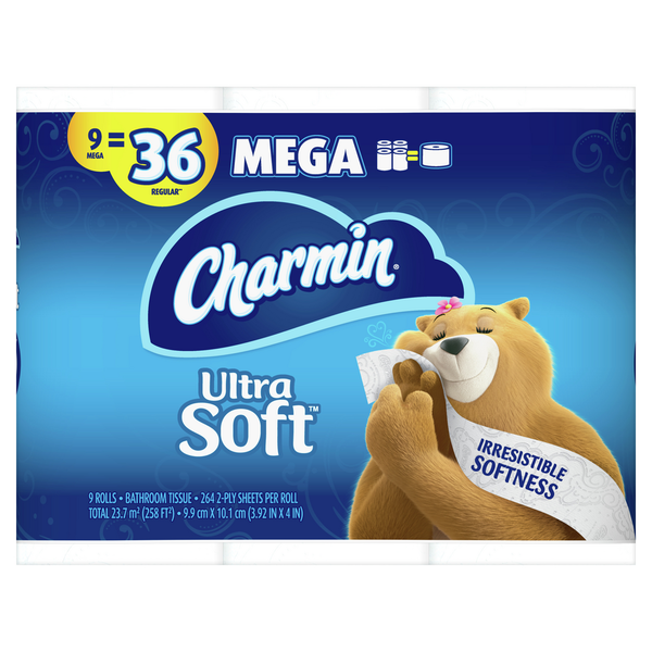 Paper Goods Charmin Ultra Soft Toilet Paper 9 Mega Rolls hero