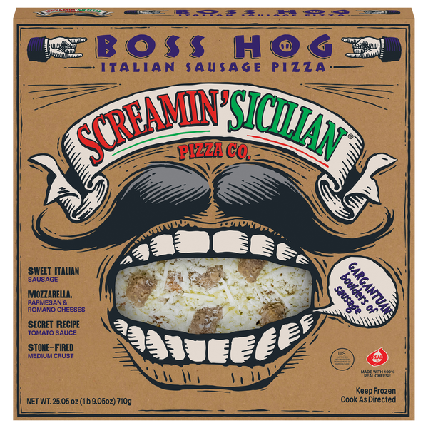 Frozen Pizza Screamin' Sicilian Pizza, Italian Sausage, Boss Hog hero