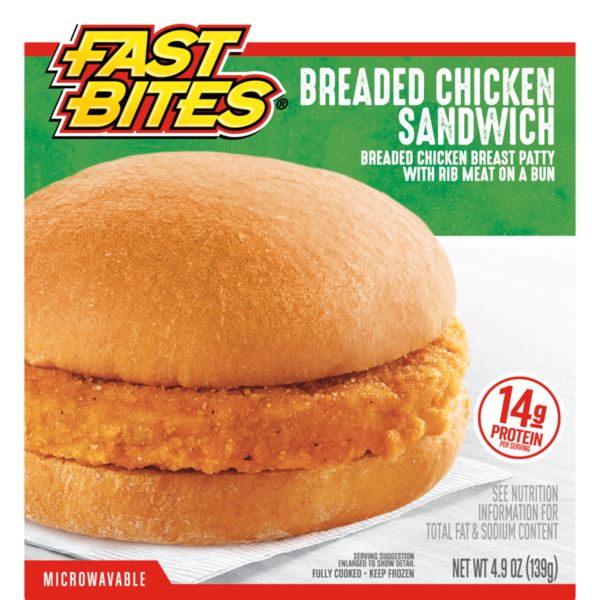 Frozen Meat & Seafood Fast Bites Breaded Chicken Sandwich, 4.9 oz (Frozen) hero