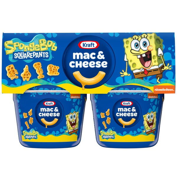 Instant Foods Kraft Mac & Cheese Cups Macaroni and Cheese Microwavable Dinner SpongeBob SquarePants hero