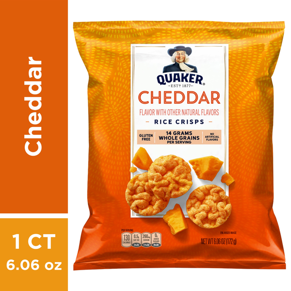 Chips & Pretzels Quaker Rice Crisps, Cheddar Flavor hero