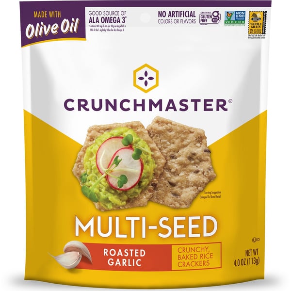 Crackers Crunchmaster Multi-Seed, Roasted Garlic hero