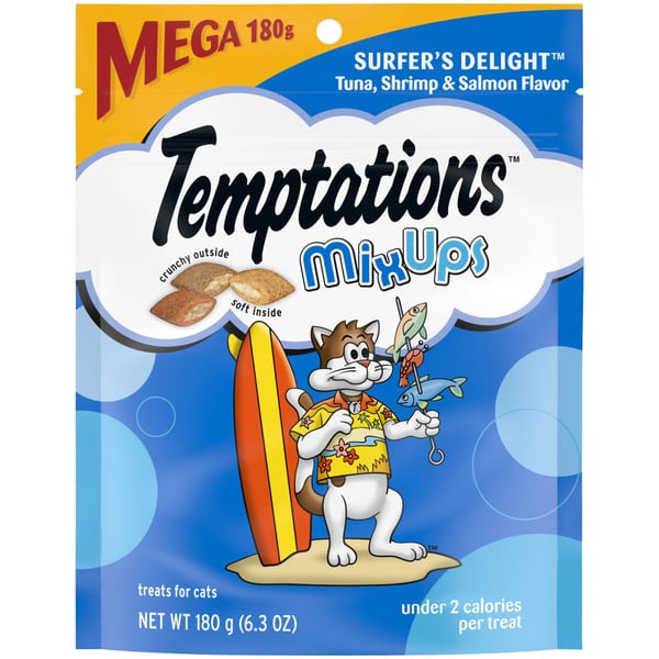 Cat Treats TEMPTATIONS MixUps Crunchy and Soft Cat Treats Surfers' Delight Flavor hero